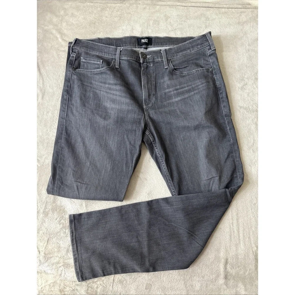 PAIGE Federal 32 Mens Gray Straight Leg Jeans 38x32 Stretch Designer Denim